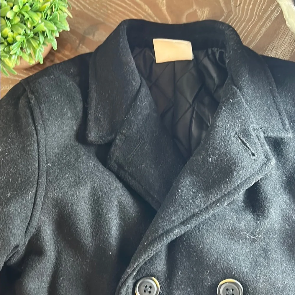 Little Boys Black Double-Breasted Winter Quilted Lined Coat